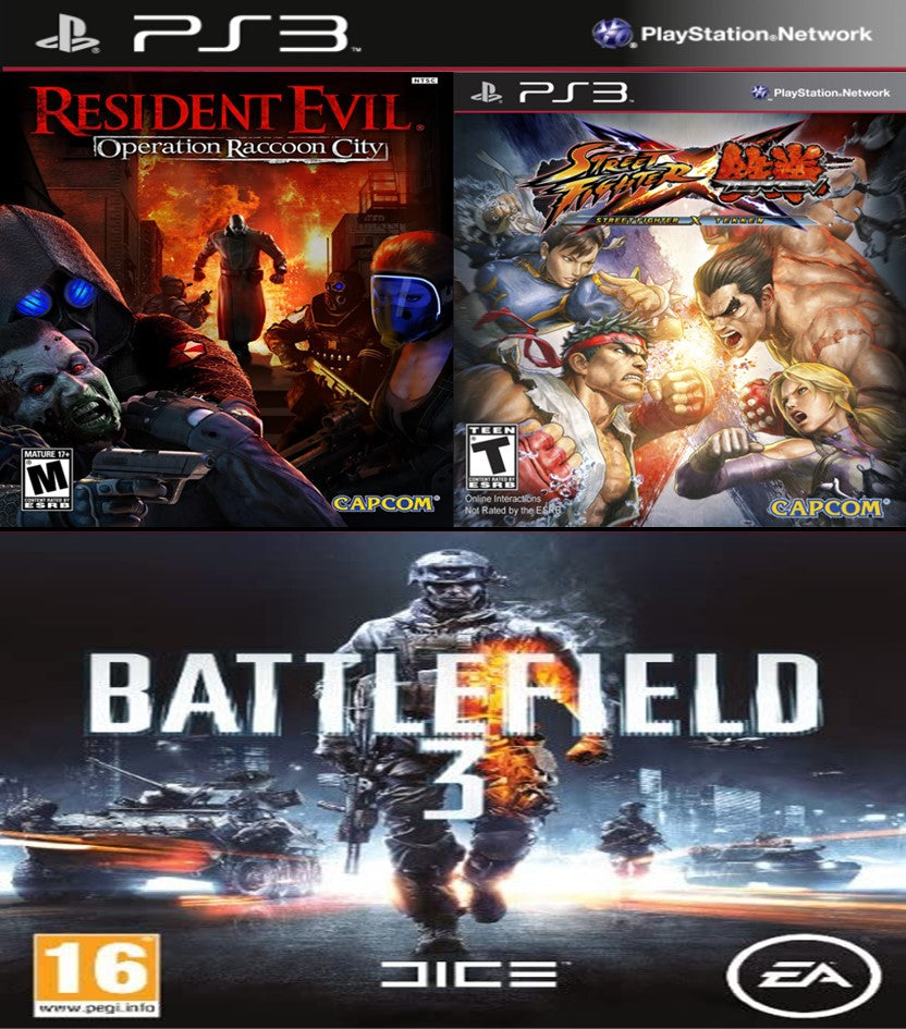 R.E Op Raccoon City +Street Fighter X Tekken + Battlefield 3